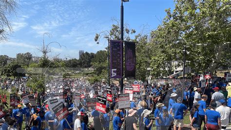 Thousands gather for writers strike rally in downtown Los Angeles